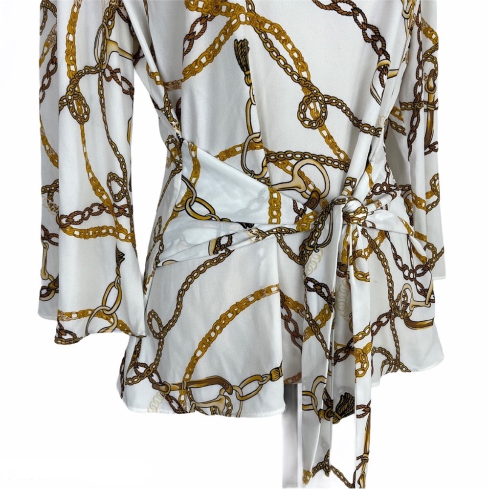 Worthington Chic Chain Print Blouse with Tie Waist - Picture 7 of 9